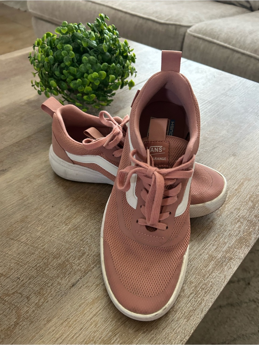 Vans Women’s Dusty Rose Mesh Sneakers with White Stripe